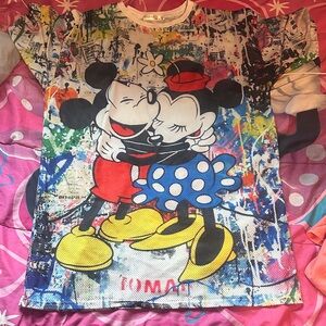 Colorful Mickey and Minnie adult Shirtdress